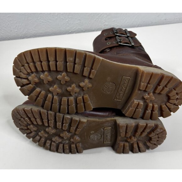 Timberland Sz 8 Earthkeepers Leather Brown Double Buckle Side Zip Boots  EUC - Picture 7 of 12